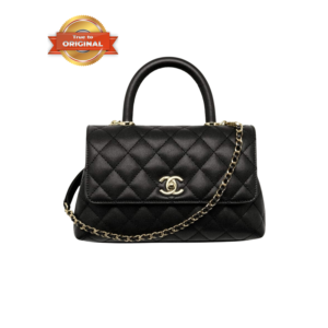Chanel Flap Bag Large Top Handle 9.4in/ 24cm Black Gold Hardware For Women A92990 B05061 94305