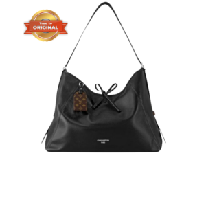 Louis Vuitton CarryAll Dark MM Shoulder Bag 39cm/ 15.3in Black Silver Hardware For Women M25143