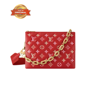 Louis Vuitton Coussin PM Shoulder Bag 10.2in/ 26cm Red Gold Hardware For Women M22397