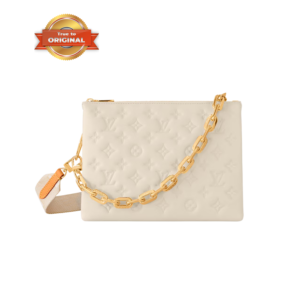 Louis Vuitton Coussin PM Shoulder Bag 10.2in/ 26cm Monogram-Embossed Cream Gold Hardware For Women M57793