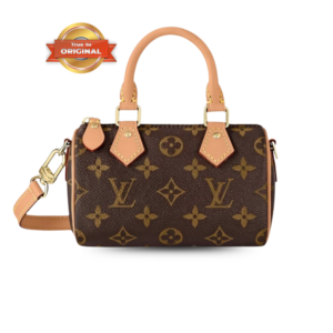 Louis Vuitton Nano Speedy Top Handle Bag 6.3in/ 16cm Brown Gold Hardware For Women M81085
