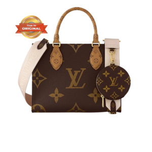 Louis Vuitton OnTheGo PM Tote Bag 9.8in/ 25cm Brown Gold Hardware For Women