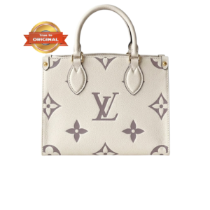 Louis Vuitton Onthego PM Tote Bag 9.8in/ 25cm Monogram Empreinte Tourterelle Grey/Beige For Women M45654