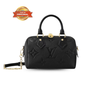 Louis Vuitton Speedy Bandouliere 20 Top Handle Bag 8.1in/ 20.5cm Black Monogram Empreinte Gold Hardware For Women M58953