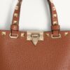 Valentino Garavani Rockstud Shopping Mini Tote Bag 7.3in/ 18.5cm Saddle Brown Platinum Hardware For Women 7W0P0AT0VSH_HG5 - Image 7
