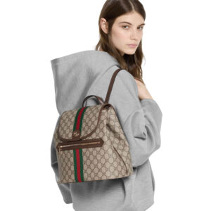 Alternative view of Gucci Ophidia Medium Backpack 12in/ 30cm Beige/ Dark Brown Monogram Gold Hardware For Women 836855 FAE0J 9867