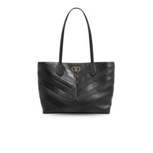 Valentino Garavani Jean Medium Shopping Bag 16.9in/ 43cm Black Gold Hardware For Women 9W2B0T79KID_0NO