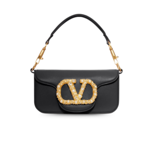 Valentino Garavani Loco Small Shoulder Bag 7.9in/ 20cm Black Antique Brass Hardware For Women