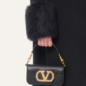 Alternative view of Valentino Garavani Loco Small Shoulder Bag 7.9in/ 20cm Black Antique Brass Hardware For Women