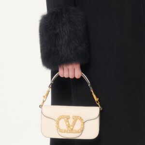 Alternative view of Valentino Garavani Loco Small Shoulder Bag 7.9in/ 20cm Ivory Antique Brass Hardware For Women 7W2B0K53CXA_DYH