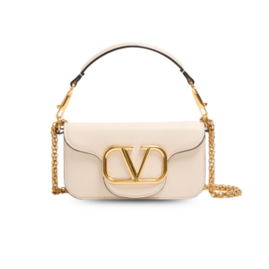 Valentino Garavani Loco Small Shoulder Bag 7.9in/ 20cm Light Ivory Antique Brass Hardware For Women 7W2B0K53ZXL_I16