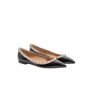 Valentino Garavani Patent Rockstud Ballet Flats Black For Women 7W2S0403VNW_N91