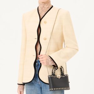 Alternative view of Valentino Garavani Rockstud Shopping Mini Tote Bag 7.3in/ 18.5cm Black Platinum Hardware For Women 9W2P0AT0VSH_0NO