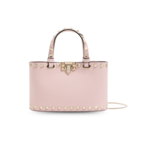 Valentino Garavani Rockstud Shopping Mini Tote Bag 7.3in/ 18.5cm Pink Platinum Hardware For Women 9W2P0AT0VSH_16Q