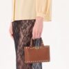Valentino Garavani Rockstud Shopping Mini Tote Bag 7.3in/ 18.5cm Saddle Brown Platinum Hardware For Women 7W0P0AT0VSH_HG5 - Image 2