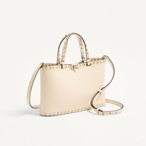 Alternative view of Valentino Garavani Rockstud Shopping Small Tote Bag 11in/ 28cm Light Ivory Platinum Hardware For Women 7W2B0S20VSF_I16