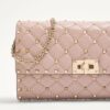 Valentino Garavani Rockstud Spike Crossbody Clutch Bag 9in/ 23cm Poudre Platinum Hardware For Women 7W2B0137NAP_P45 - Image 7