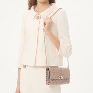 Alternative view of Valentino Garavani Rockstud Spike Crossbody Clutch Bag 9in/ 23cm Poudre Platinum Hardware For Women 7W2B0137NAP_P45