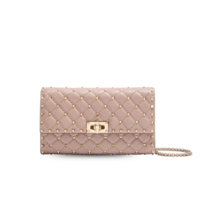 Valentino Garavani Rockstud Spike Crossbody Clutch Bag 9in/ 23cm Poudre Platinum Hardware For Women 7W2B0137NAP_P45