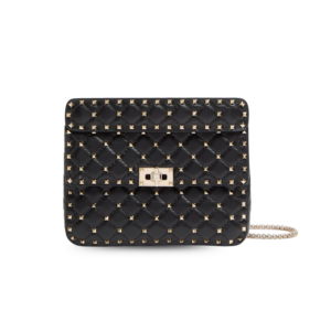 Valentino Garavani Rockstud Spike Medium Crossbody Bag 9.5in/ 24cm Black Platinum Hardware For Women 7W2B0122NAP_0NO