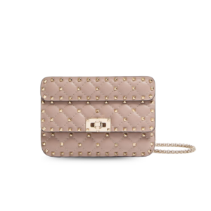 Valentino Garavani Rockstud Spike Small Crossbody Bag 7.9in/ 20cm Poudre Platinum Hardware For Women 7W2B0123NAP_P45
