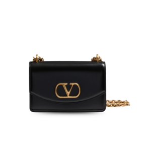 Valentino Garavani Vain Small Shoulder Bag 7.6in/ 19.5cm Black Antique Gold Hardware For Women 7W2B0R17GCB_0NO