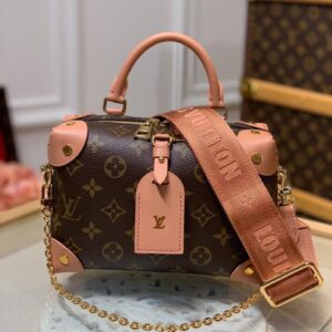 Louis Vuitton Petite Malle Souple Monogram Canvas Pink For Women, Women’s Handbags, Shoulder And Crossbody Bags 7.9in/20cm LV M45531