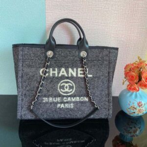 Alternative view of Chanel Shopping Large Tote Bag 15in/ 38cm Grey Silver Hardware For Women