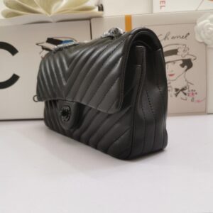 Alternative view of Chanel Chevron Classic Handbag Black Hardware Black For Women, Women’s Bags, Shoulder And Crossbody Bags 10.2in/26cm