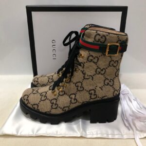 Alternative view of Gucci Trip GG Wool Combat Boots By Canvas Beige/Ebony For Women GG