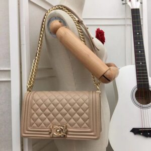 Alternative view of Chanel Boy Medium Crossbody Bag 9.8in/ 25cm Yellowish/ Brown Gold Hardware For Women