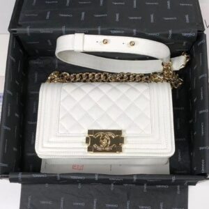 Alternative view of Chanel Boy Flap Small Crossbody Bag 7.9in/ 20cm White Gold Hardware For Women