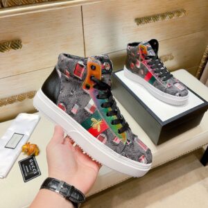 Gucci Men's Basket Jean's High Top With Bee Sneaker Black For Men