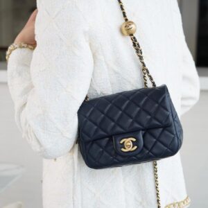 Alternative view of Chanel Flap Bag With CC Ball On Strap Small Crossbody 7.8in/ 20cm Black Gold Hardware For Women AS1787