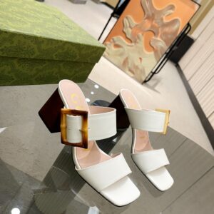 Gucci Women's Sandal With Bamboo Buckle White For Women GG‎ 674821 C9D00 9022