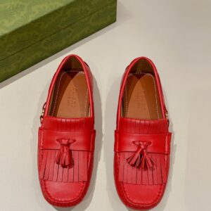 Gucci Men's Loafer With Driver Interlocking G Red For Men 624699
