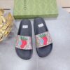 Gucci Men's GG Supreme Slides With Gucci Strawberry Black And Gray For Men 408508 G2200 - Image 2