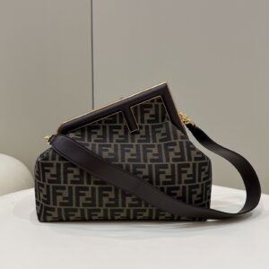 Fendi First Large Brown Canvas For Women, Women's HandBags, Shoulder And Crossbody Bags 12.6in/32cm FF 8BP129