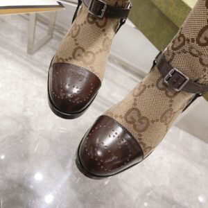 Alternative view of Gucci Knee-High Boots With Harness Beige For Women GG 674673 UKO50 2597