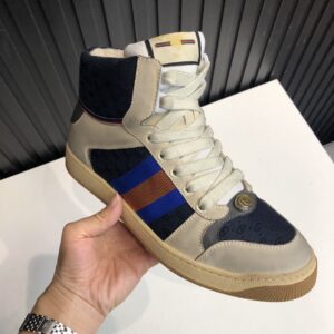Gucci Men's GG Screener Distressed High Top Off-White Blue For Men 563730