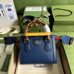 Alternative view of Gucci Diana Mini Top Handle Bag 7.9in/ 20cm Canvas Lining Blue Gold Hardware For Women 702732 U3ZDT 4862