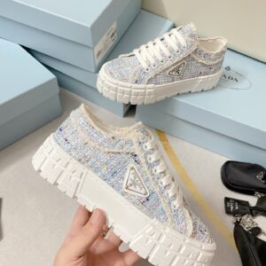 Prada Double Wheel Gabardine Sneakers Light Blue For Women 2in/50mm PRD