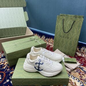Gucci Men's Rhyton Sneaker With Anchor White Ivory For Men 576052