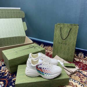 Gucci Men's Rhyton Sneakers With Gucci Stars White Ivory For Men ‎684899