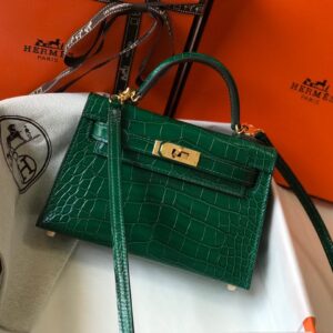 Alternative view of Hermes Mini Kelly 19 Green Crocodile Bag For Women, Women's Handbags, Shoulder Bags 7.5in/19cm