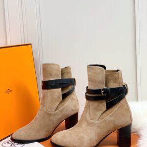 Hermes Frenchie 70 Ankle Boots Beige For Women 2.8in/7cm.