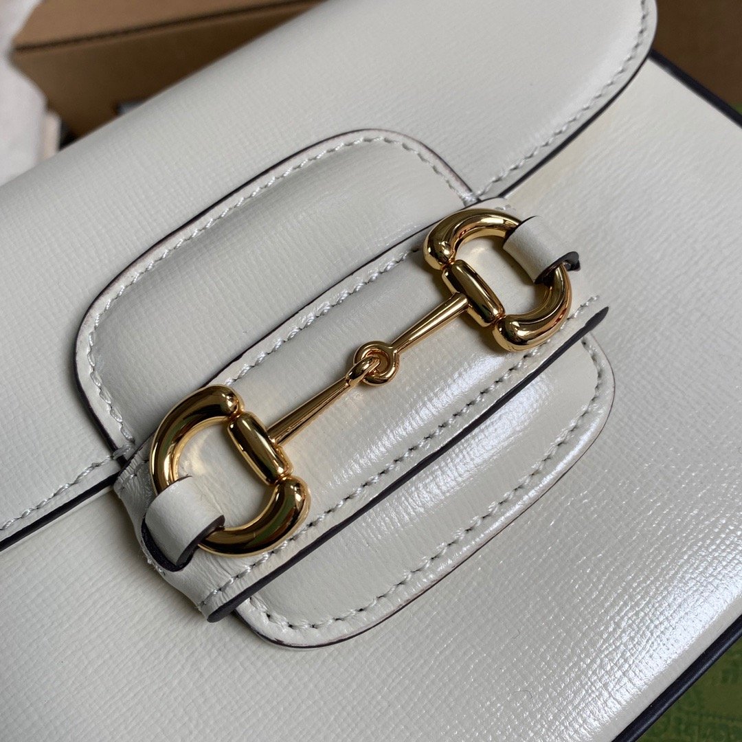 Gucci Horsebit 1955 Mini Bag White For Women, Women's Bags 8in/21cm GG 658574 18YSG 9068 - Image 13