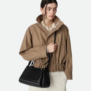 Alternative view of Bottega Veneta Parachute Medium Shoulder Bag 11.6in/ 29.5cm Black Gold Hardware For Women 835921VCPPT1019