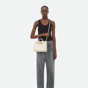 Alternative view of Bottega Veneta Andiamo Small Top Handle Bag 9.8in/ 25cm Sea Salt Gold Hardware For Women 766014VCPP19211