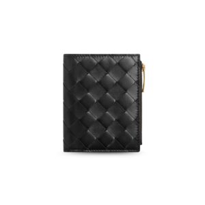 Bottega Veneta Small Bi-Fold Wallet Black For Women 9cm/3.5in 742330VCPP38425